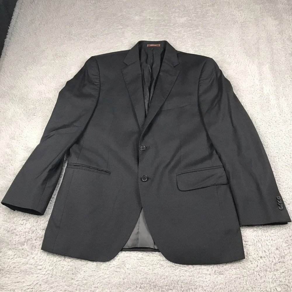 Peter Millar Sport Coat Mens 40R Black Micro Check Double Vented Blazer Jacket